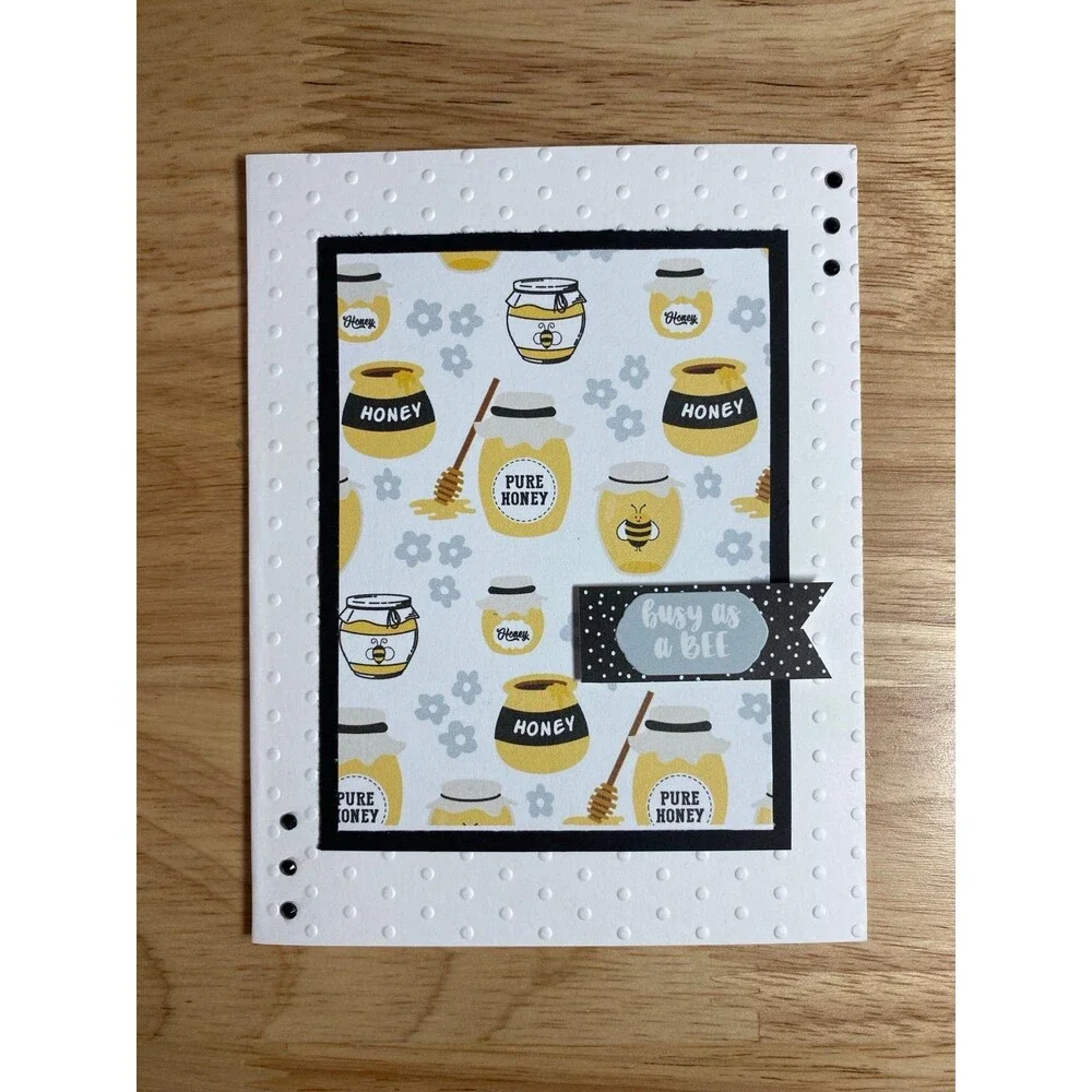 Bee & Honey Greeting Card – Handmade A2 Card – All Occasion Blank Card